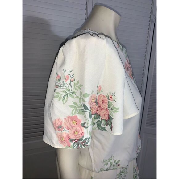 Vintage Floral Pastel Puff Sleeve Dress Cream 9/10 - Picture 6 of 14